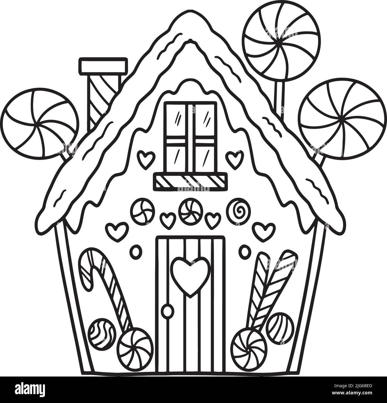 Christmas Gingerbread House Isolated Coloring Page Stock Vector Image Art Alamy Christmas Gingerbread House Isolated Coloring Page Stock Vector Image Art Alamy