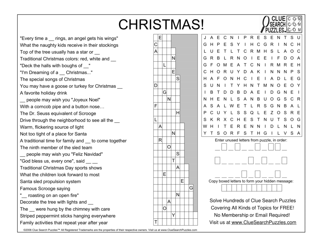 Christmas Puzzle Solution Clue Search Puzzles Christmas Puzzle Solution Clue Search Puzzles