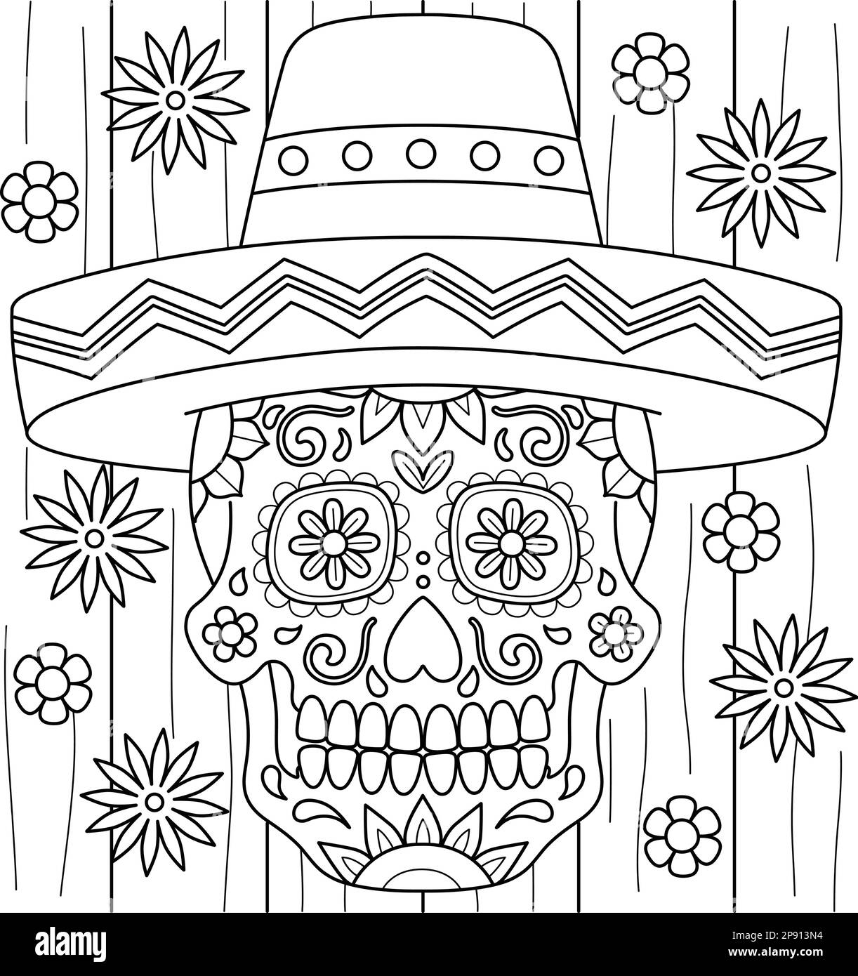 Cinco De Mayo Dia De Los Muertos Coloring Page Stock Vector Image Art Alamy Cinco De Mayo Dia De Los Muertos Coloring Page Stock Vector Image Art Alamy