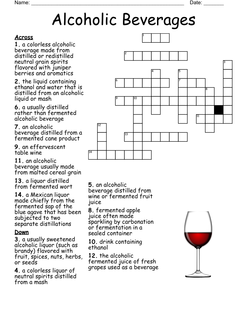 Classic Cocktails Crossword WordMint Classic Cocktails Crossword WordMint