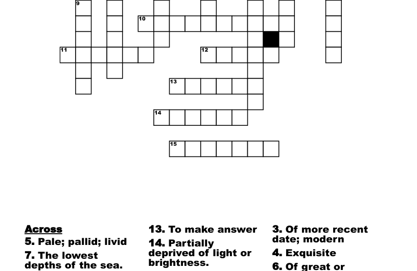 P A L L I D Crossword