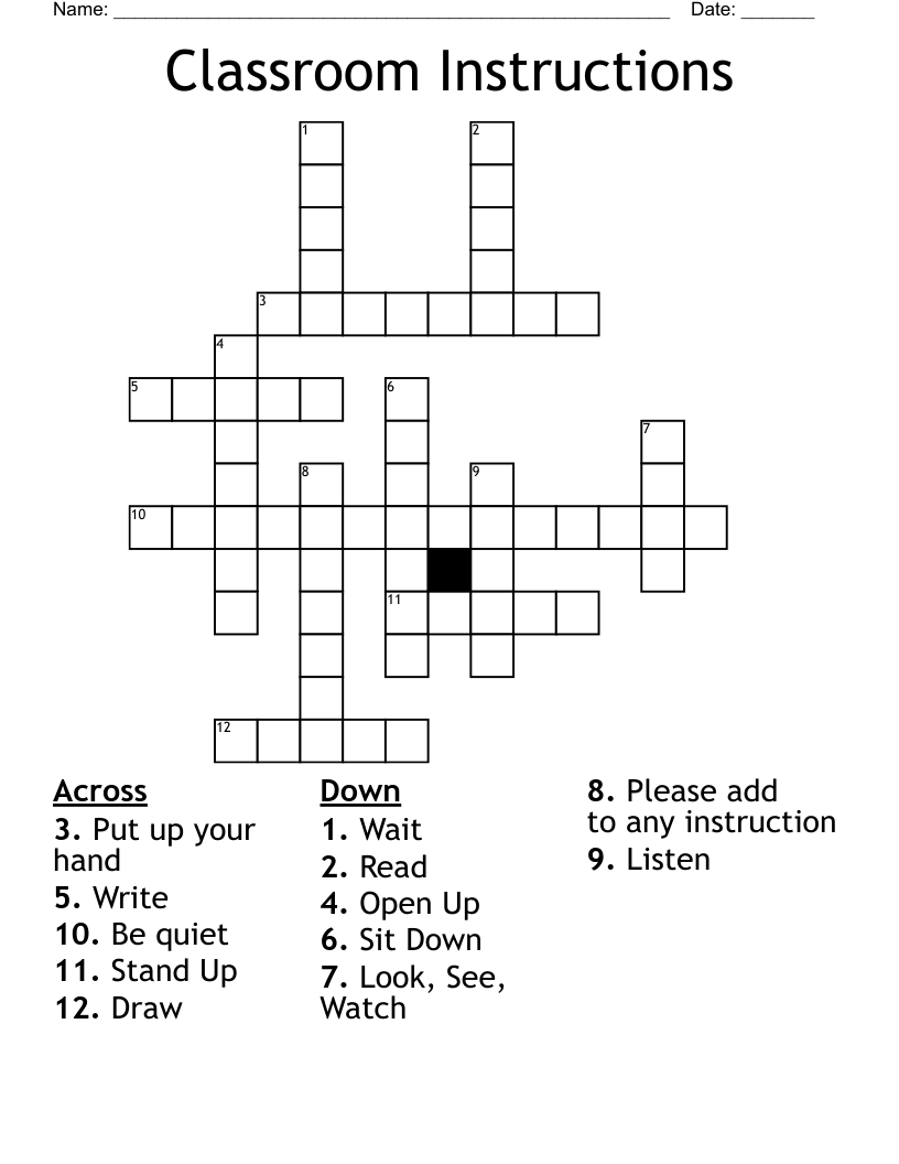 Classroom Instructions Crossword WordMint Classroom Instructions Crossword WordMint