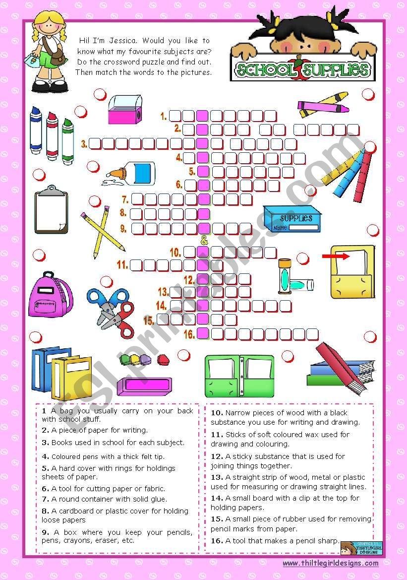 Classroom Objects And Symbols Set 9 Basic School Supplies ESL Worksheet By Mena22