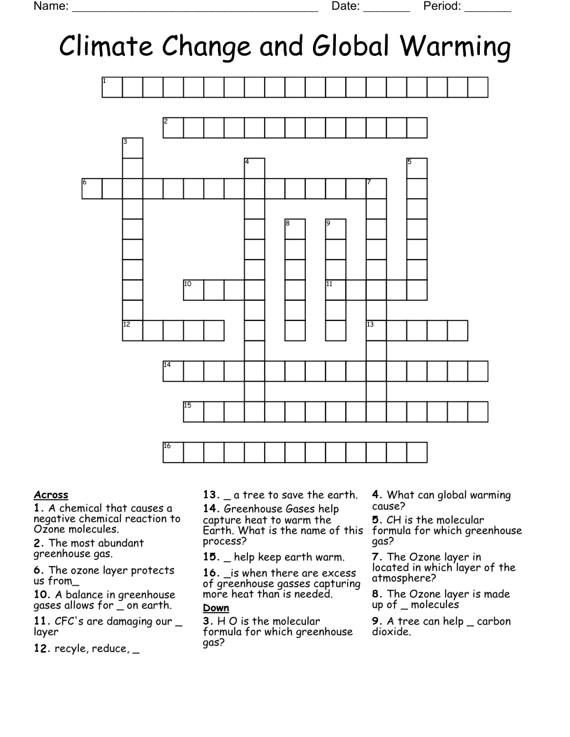 Climate Change And Global Warming Crossword WordMint Climate Change And Global Warming Crossword WordMint
