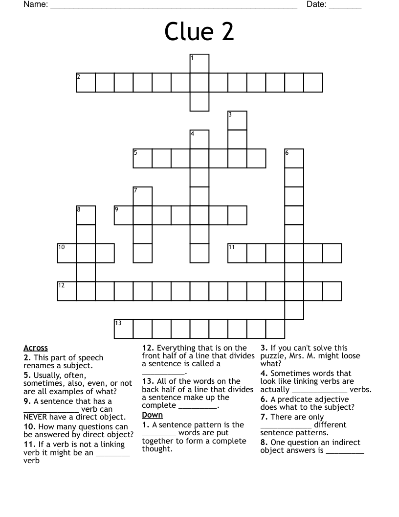 Clue 2 Crossword WordMint Clue 2 Crossword WordMint
