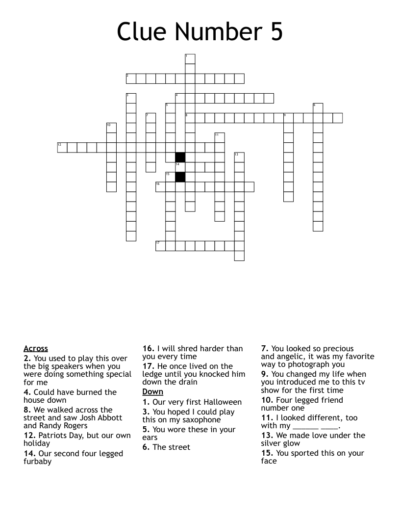 Clue Number 5 Crossword WordMint Clue Number 5 Crossword WordMint