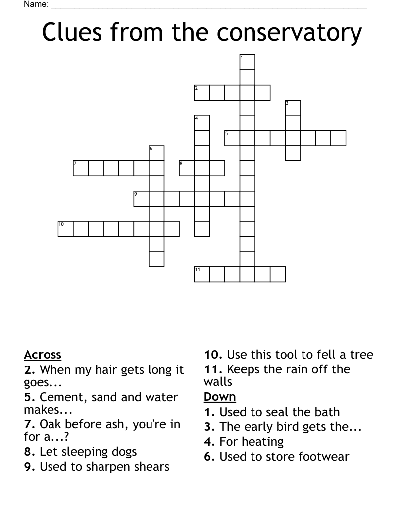 Clues From The Conservatory Crossword WordMint Clues From The Conservatory Crossword WordMint