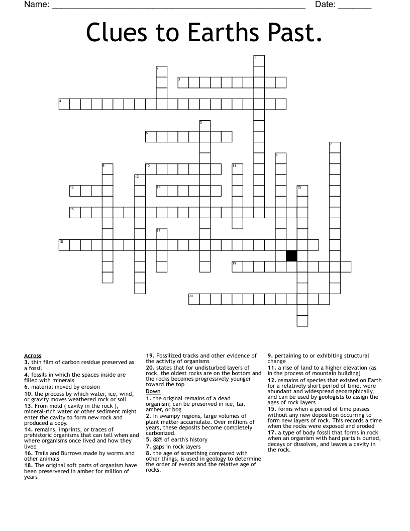 Clues To Earths Past Crossword WordMint Clues To Earths Past Crossword WordMint