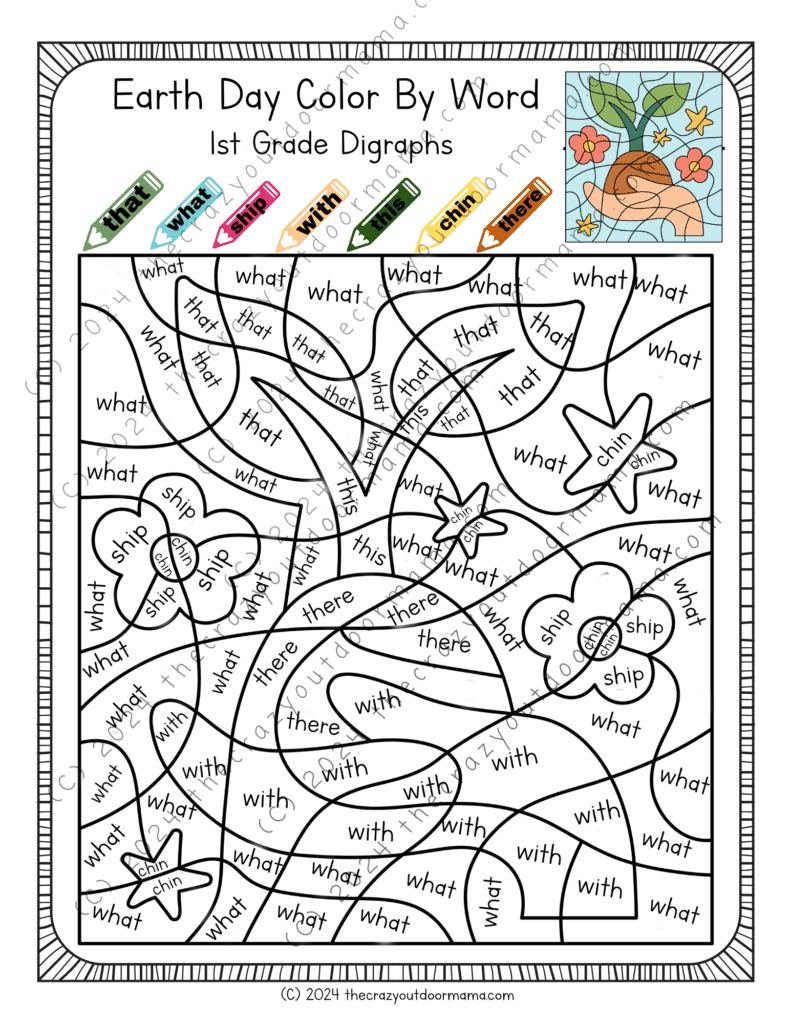 Color By Number Earth Day Printables Sight Words Digraphs Multiplication And Adding Color By Number Earth Day Printables Sight Words Digraphs Multiplication And Adding