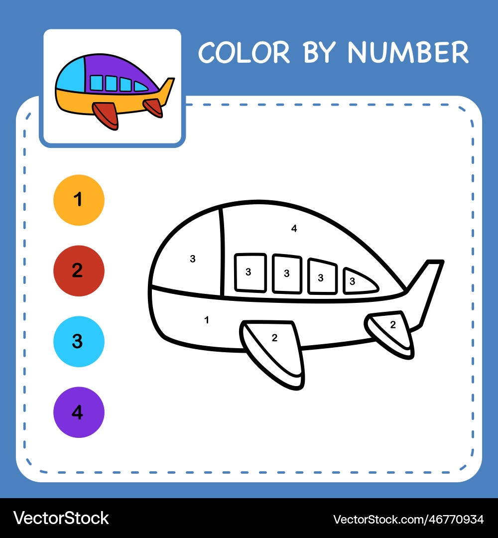 Color By Number Worksheet For Kids Learning Vector Image