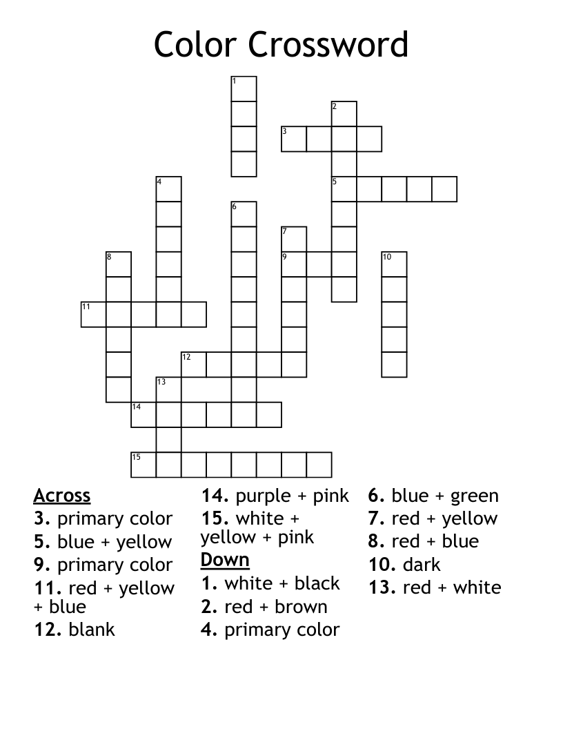 Color Crossword WordMint Color Crossword WordMint