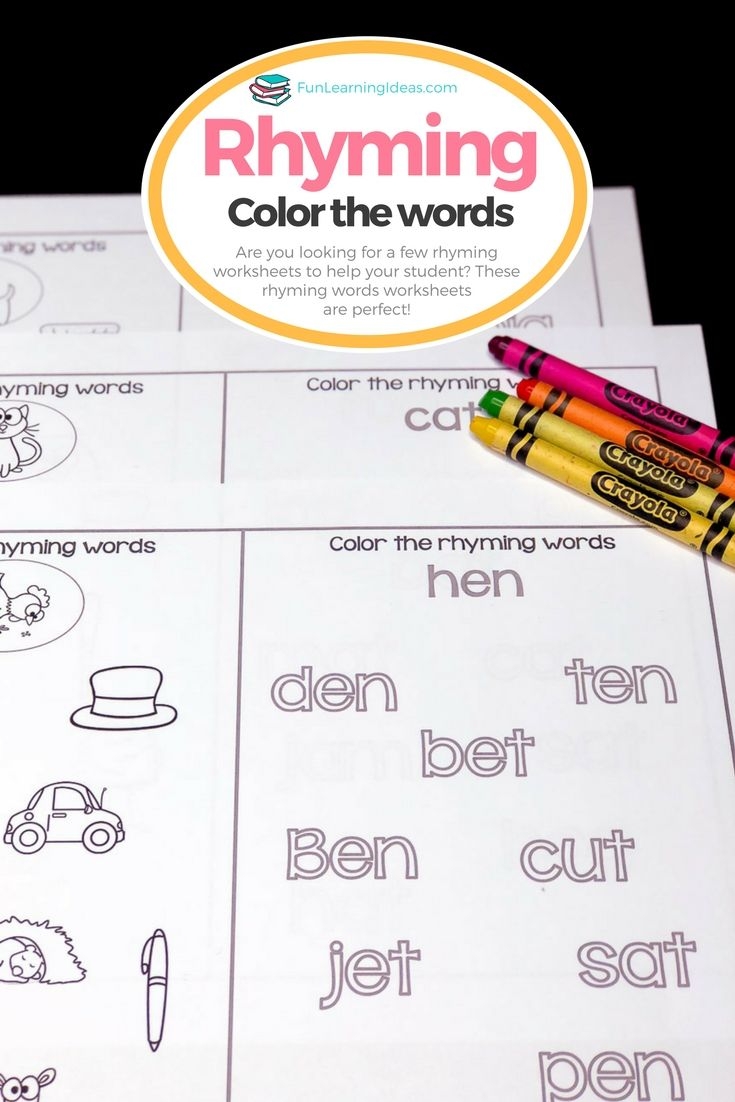 Color The Rhyming Words Hands On Rhyming Worksheets