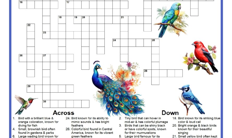 Colorful Bird Crossword Puzzle