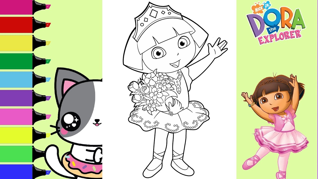 Coloring Dora The Explorer Ballerina Dancer Boots Coloring Book Pages Sprinkled Donuts JR YouTube Coloring Dora The Explorer Ballerina Dancer Boots Coloring Book Pages Sprinkled Donuts JR YouTube