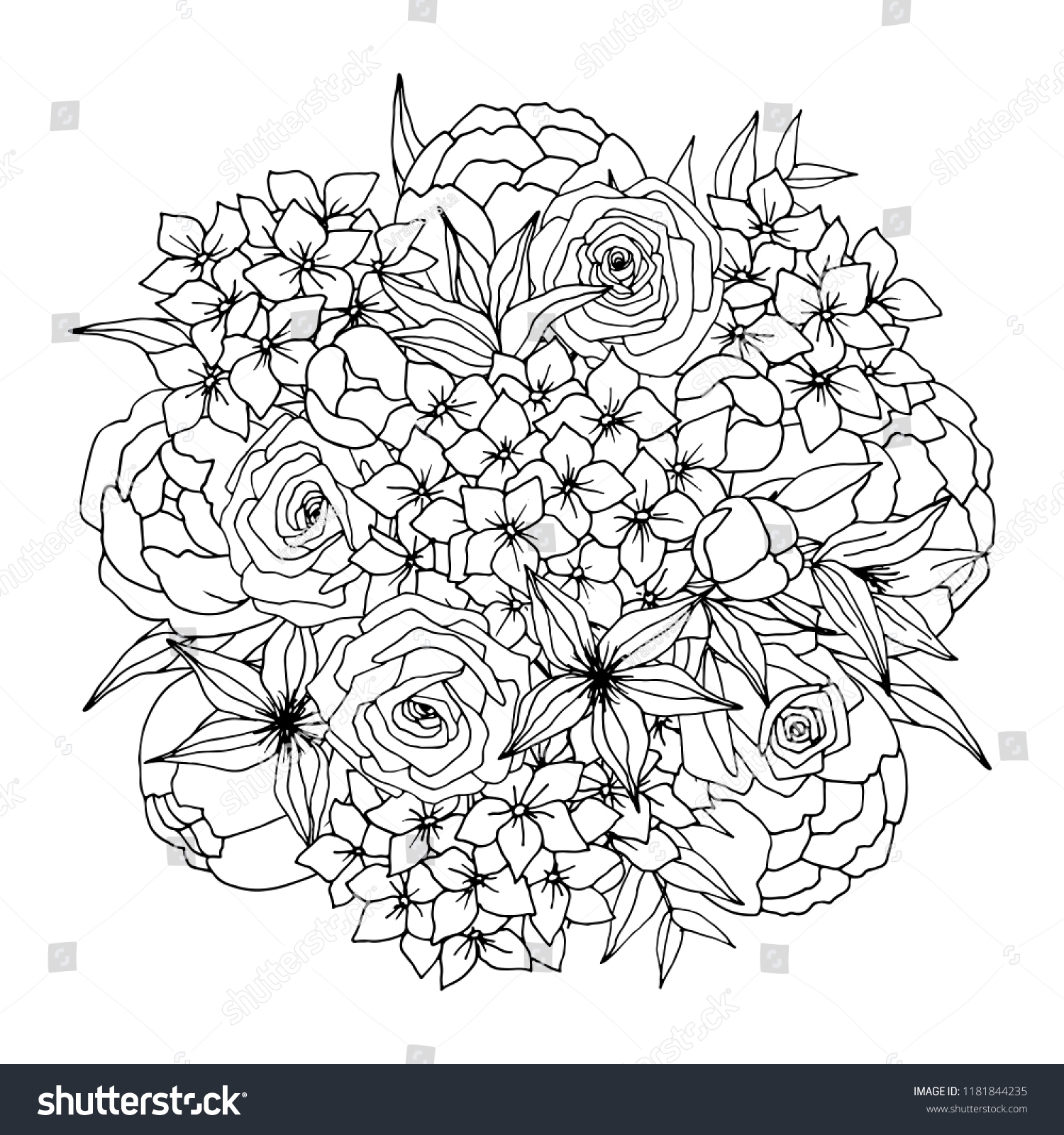 Coloring Flower Bouquet Vector Coloring Page Stock Vector Royalty Free 1181844235 Shutterstock Coloring Flower Bouquet Vector Coloring Page Stock Vector Royalty Free 1181844235 Shutterstock