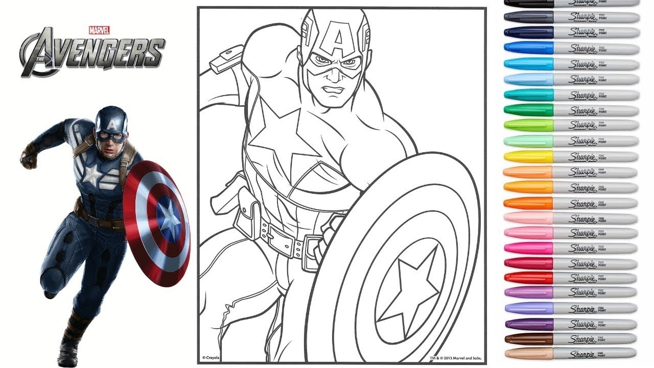 Coloring Marvel Avengers Endgame Captain America Coloring Page Coloured Sharpie Markers YouTube Coloring Marvel Avengers Endgame Captain America Coloring Page Coloured Sharpie Markers YouTube