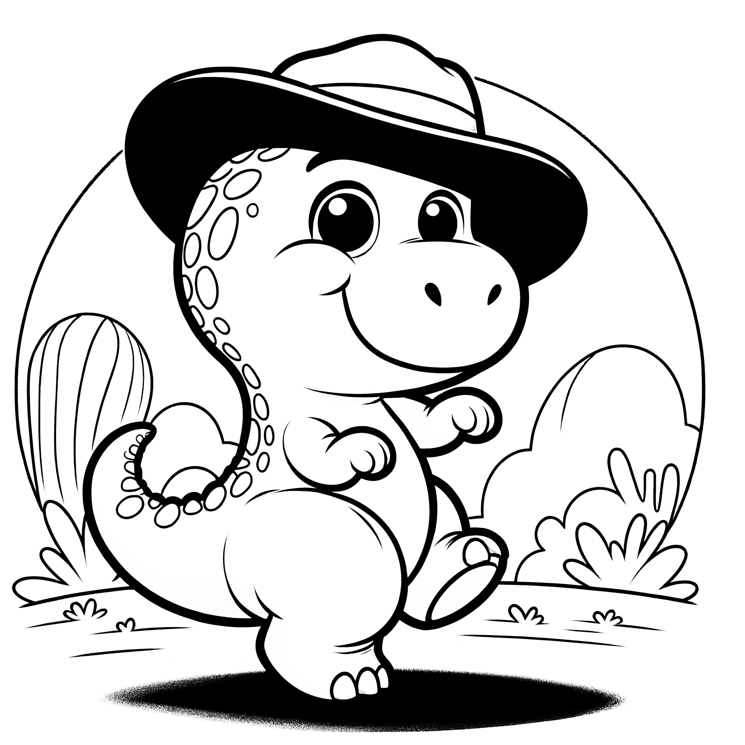 Coloring Page Little Dinosaur Dancing With Hat Coloring Page Little Dinosaur Dancing With Hat