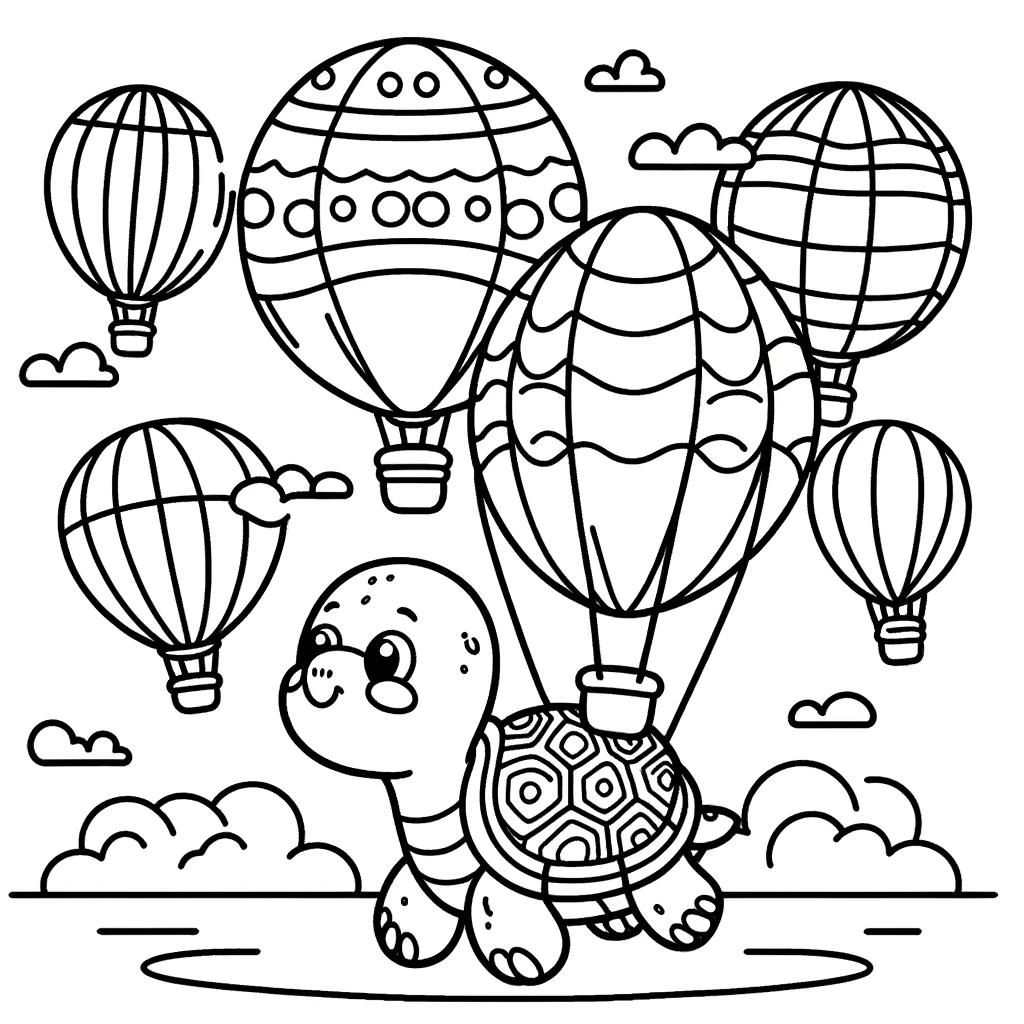 Coloring Page Turtle And Balloons Color Page For Kids Creative Fun Coloring Page Turtle And Balloons Color Page For Kids Creative Fun