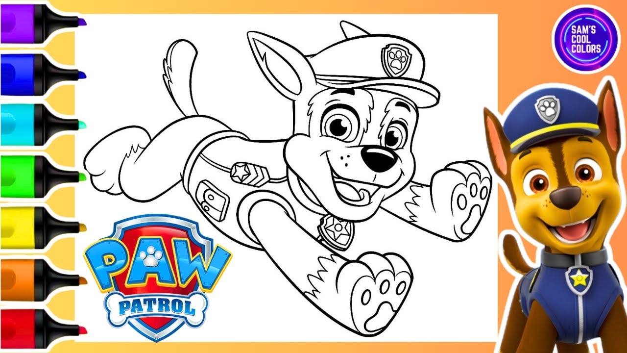 Coloring PAW Patrol Chase Coloring Book Page Art Markers YouTube Coloring PAW Patrol Chase Coloring Book Page Art Markers YouTube