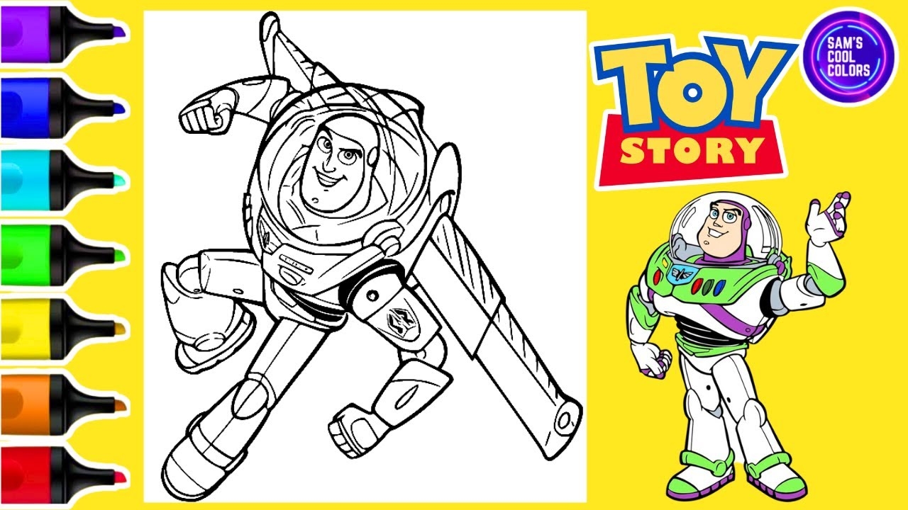 Coloring Toy Story Buzz Lightyear Disney Pixar Coloring Page Markers YouTube