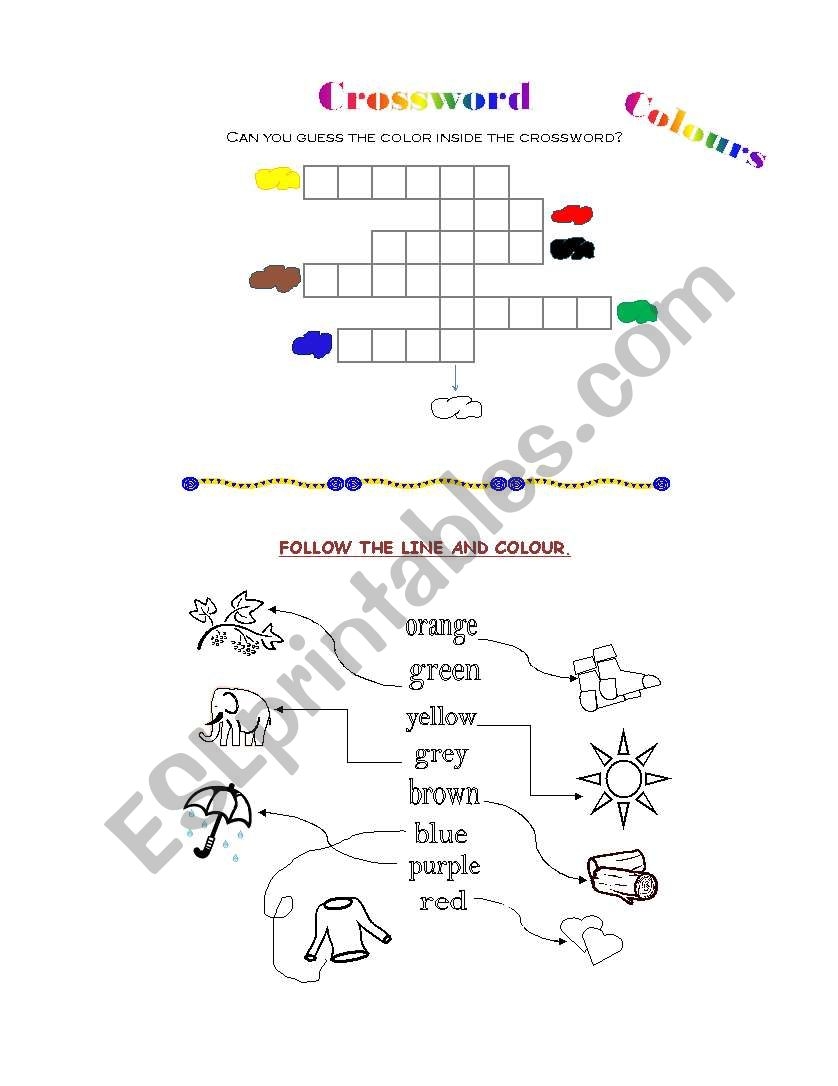 Colour Crossword ESL Worksheet By Elianaf Colour Crossword ESL Worksheet By Elianaf