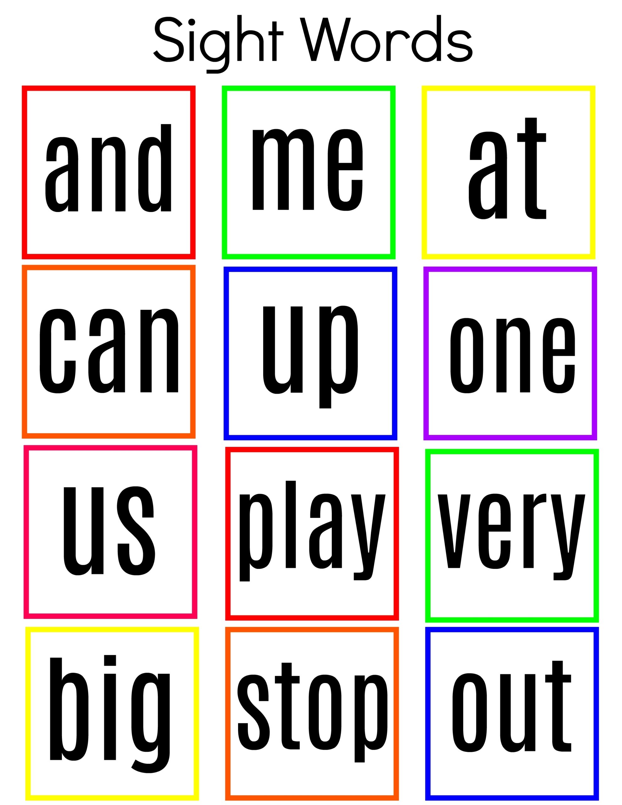 printable sight words for kindergarten printable sight words for kindergarten