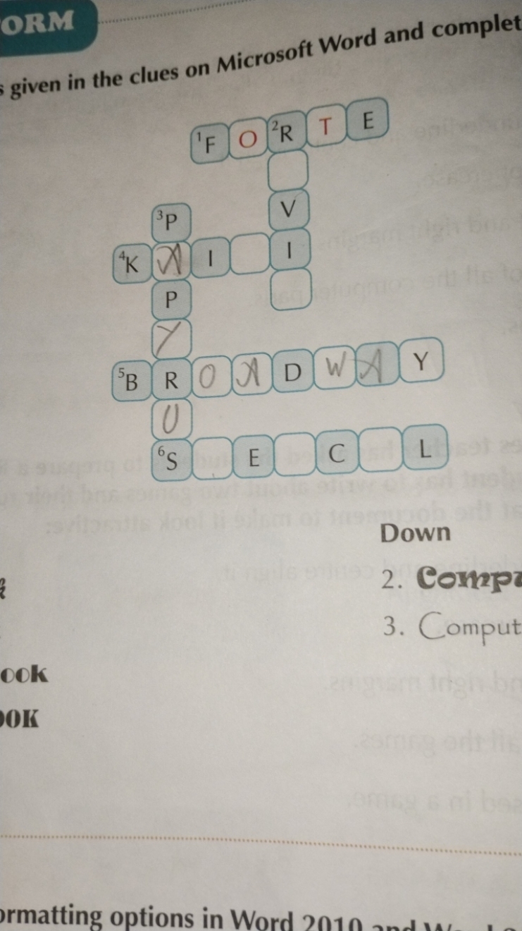 Complete The Crossword Puzzle Given The Clues On Microsoft Word Across Complete The Crossword Puzzle Given The Clues On Microsoft Word Across
