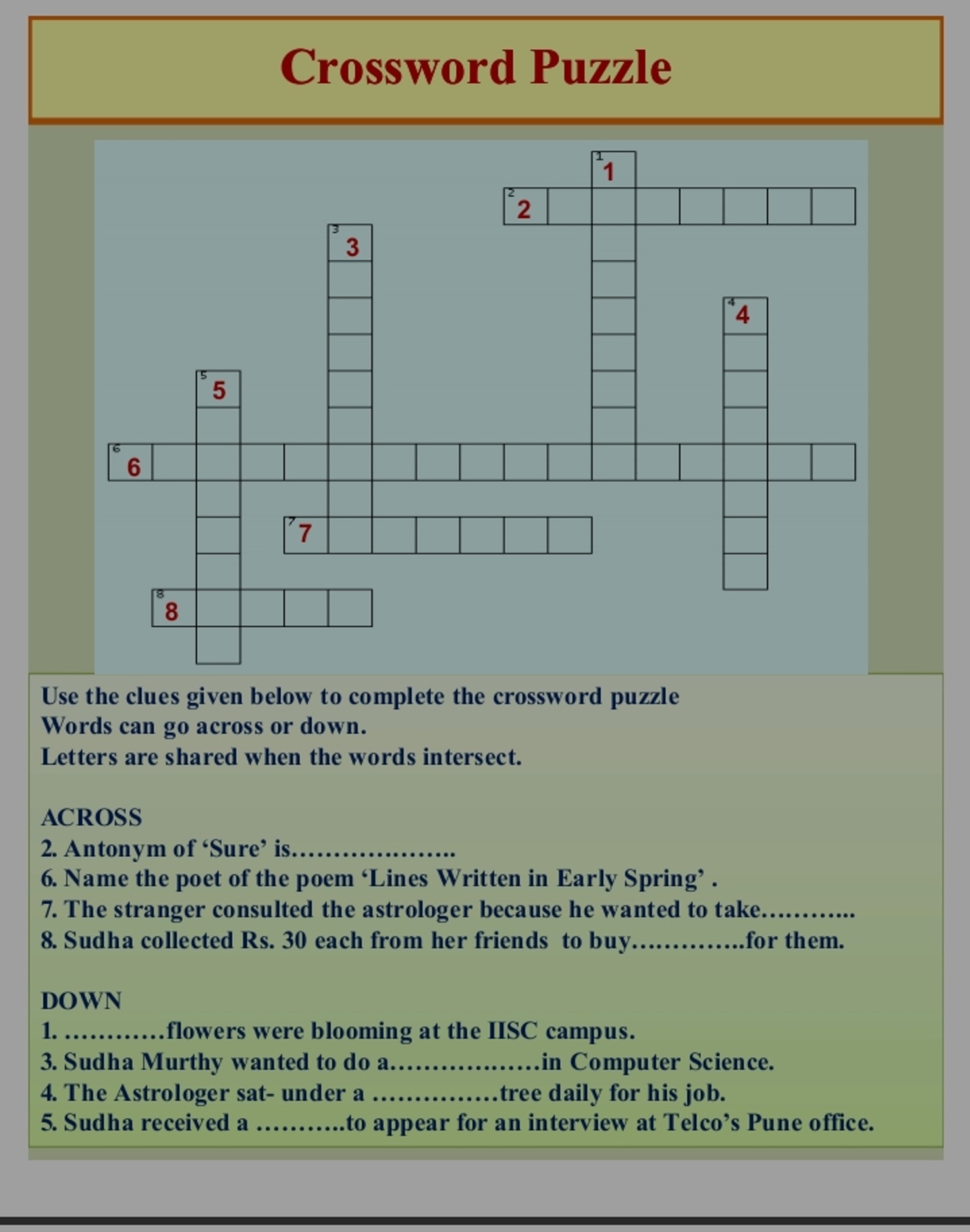 Complete The Crossword Puzzle Using The Clues Provided ACROSS Antonym Complete The Crossword Puzzle Using The Clues Provided ACROSS Antonym