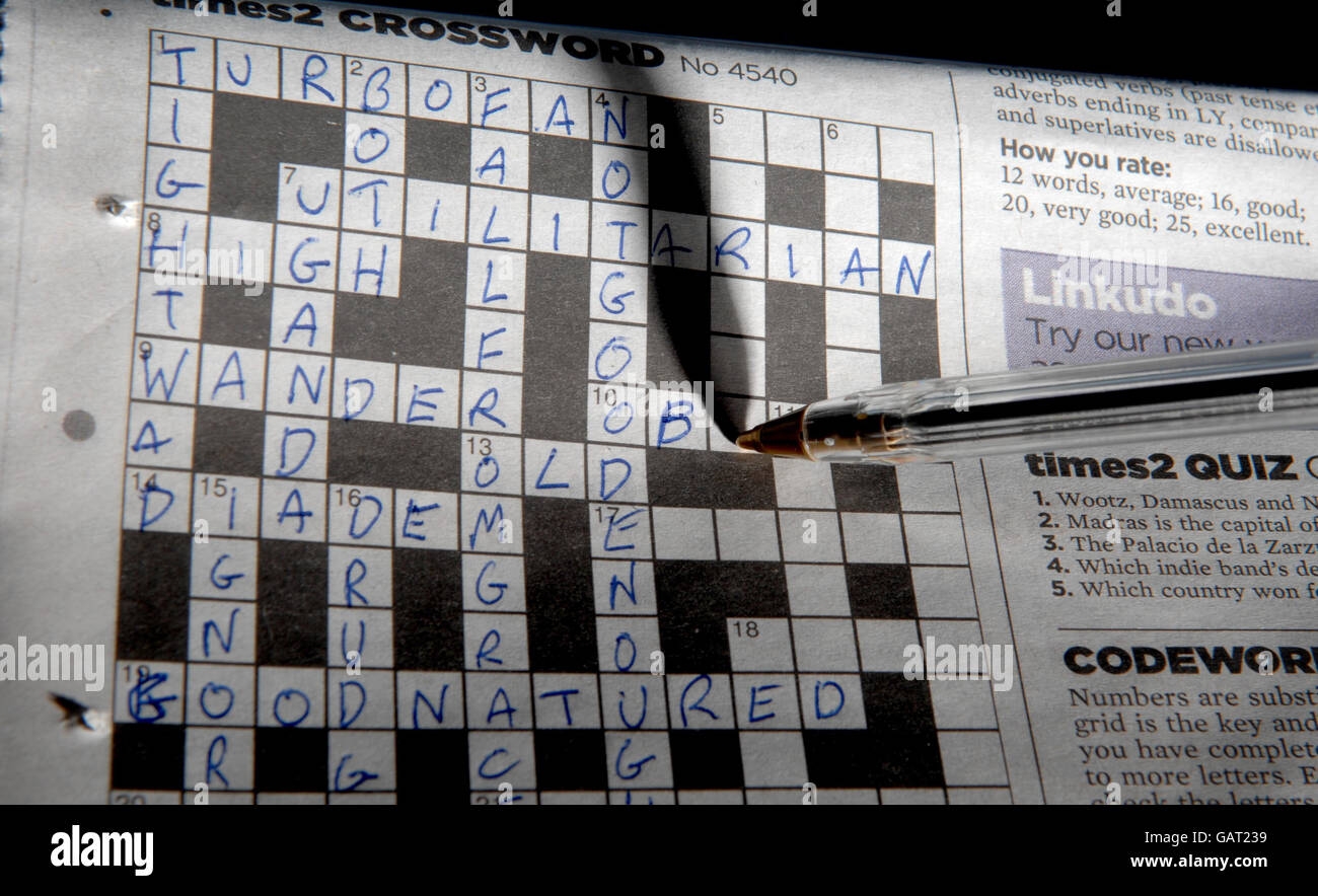 Completed Crossword Puzzle Hi res Stock Photography And Images Alamy