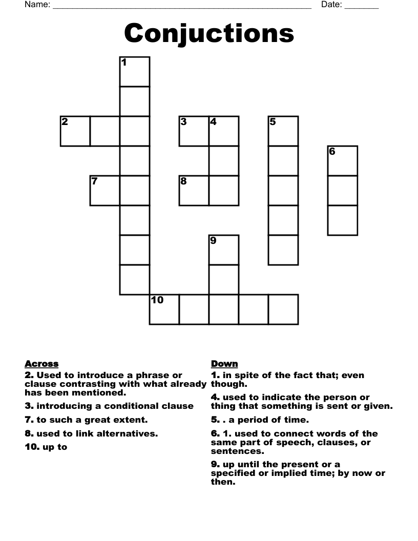 Conjuctions Crossword WordMint Conjuctions Crossword WordMint