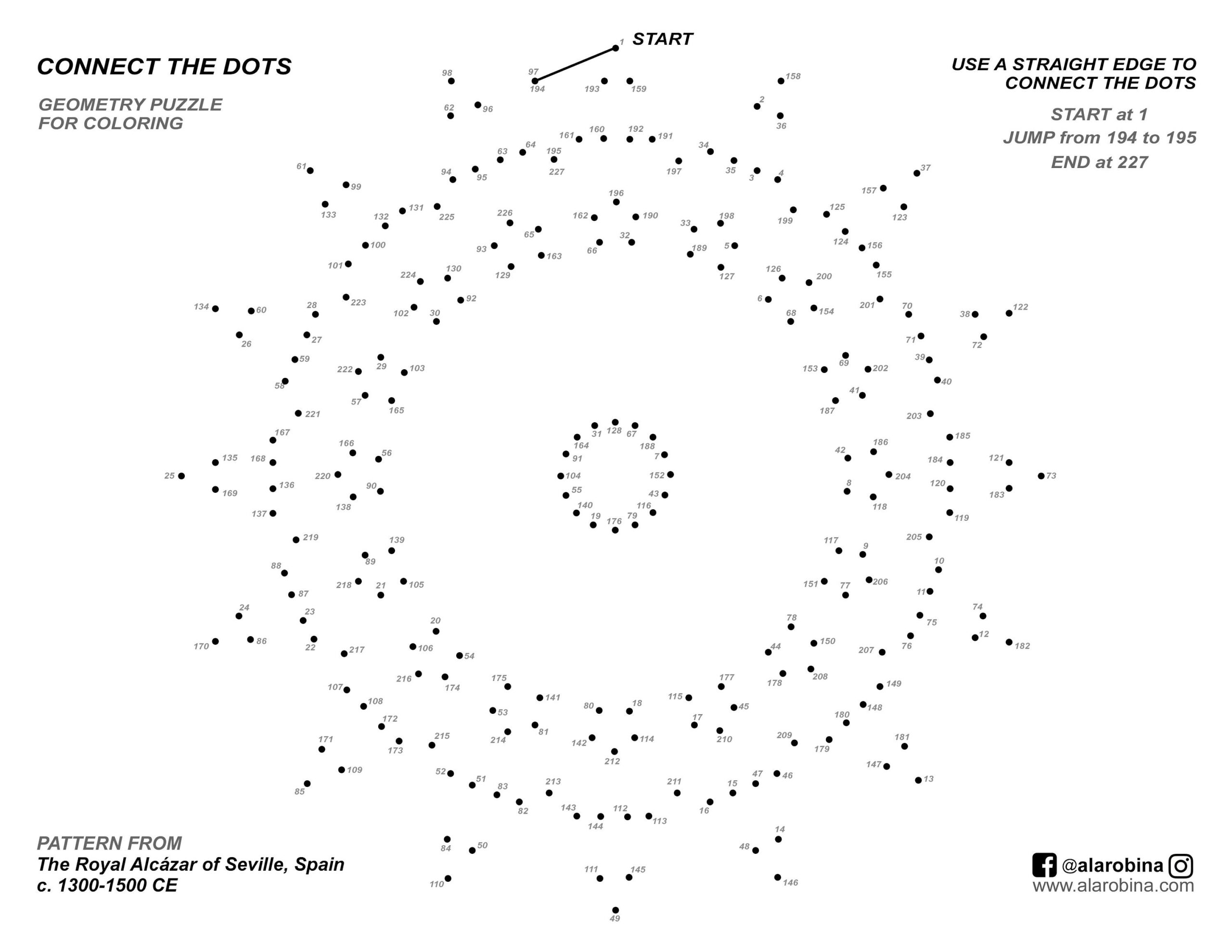 Connect The Dots GEOMETRY Coloring Page Downloadable PDF Ultimate Dot To Dot For Adults And Children Etsy