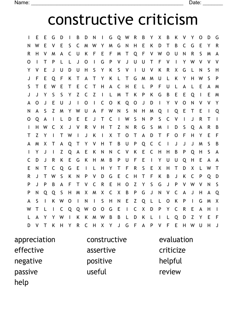 Constructive Criticism Word Search WordMint Constructive Criticism Word Search WordMint