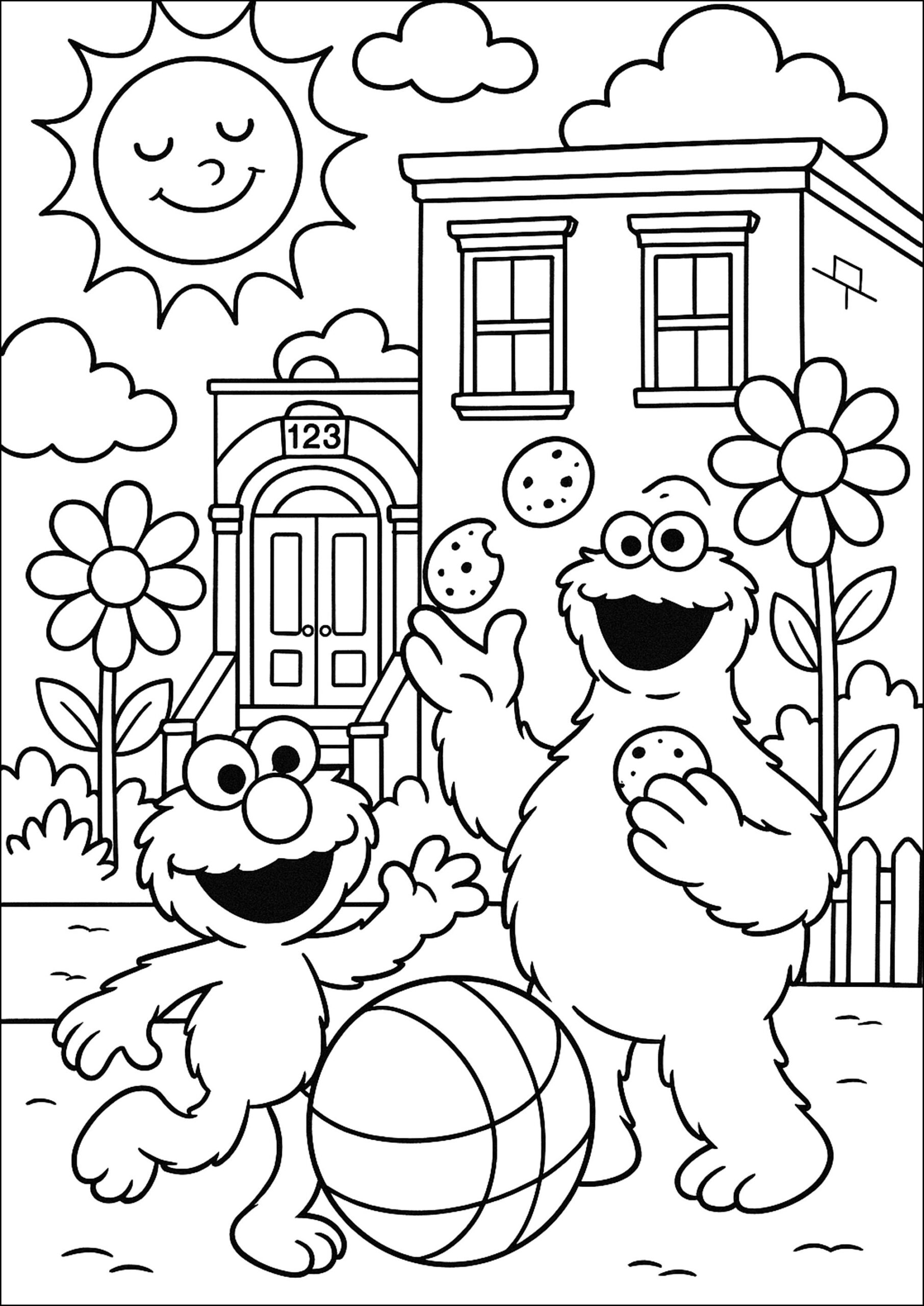 Cookie Monster With Elmo Sesame Street Coloring Pages Cookie Monster With Elmo Sesame Street Coloring Pages
