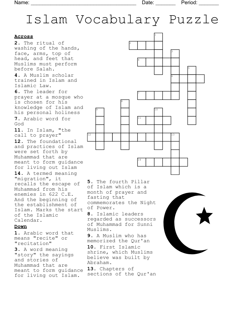 Core Beliefs In Islam Crossword WordMint Core Beliefs In Islam Crossword WordMint