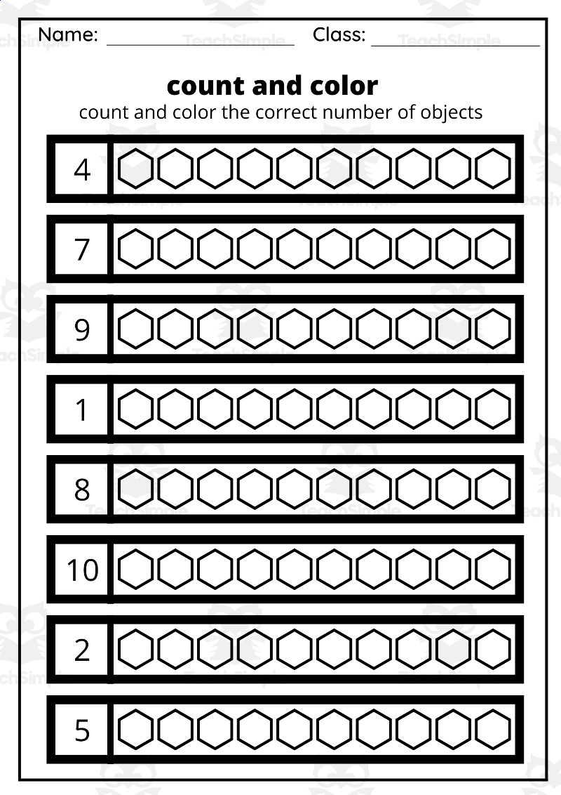 Count And Color Worksheets 1 10 Numbers Coloring Pages 1 10 By Teach Simple