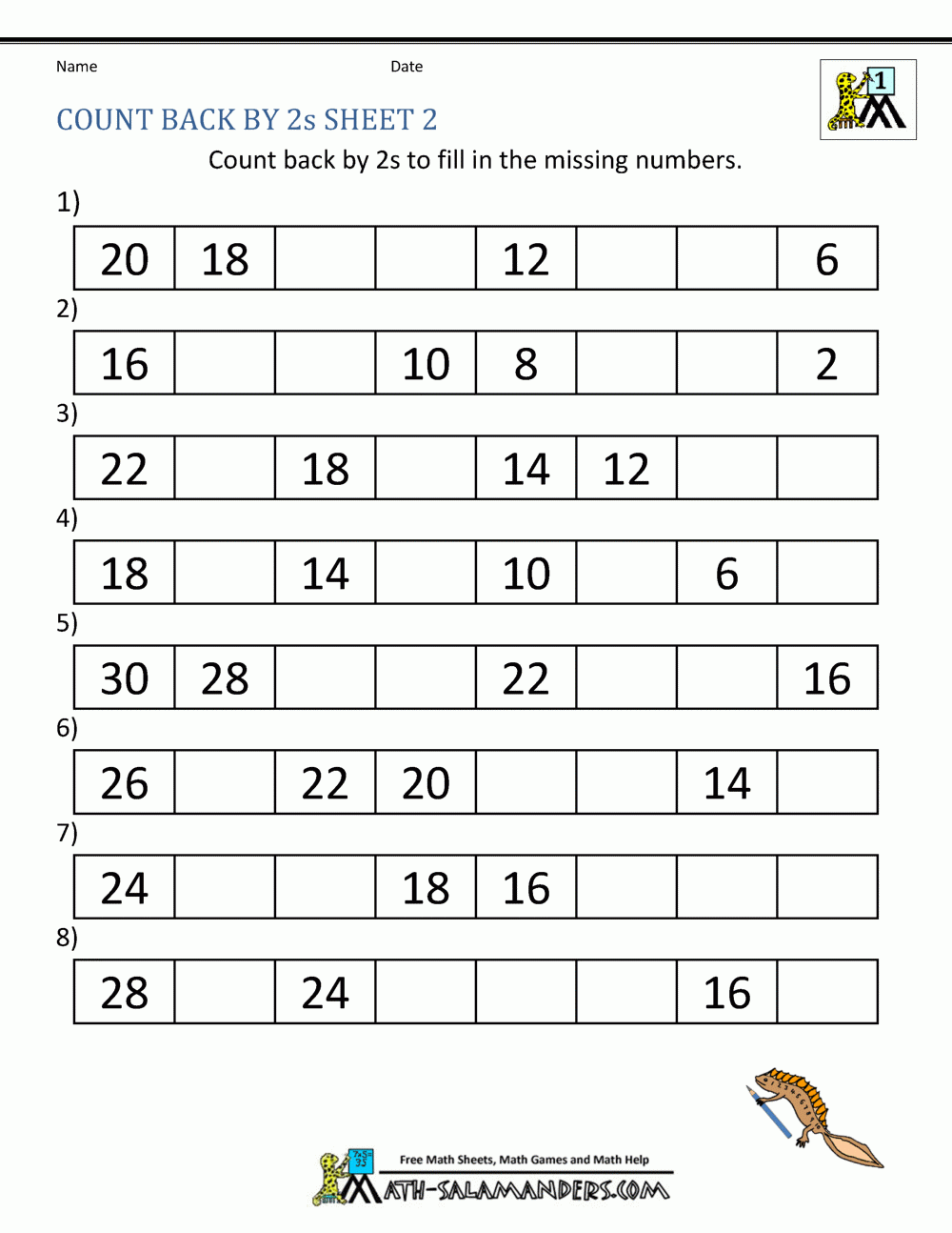 Counting By 2s Worksheets Counting By 2s Worksheets