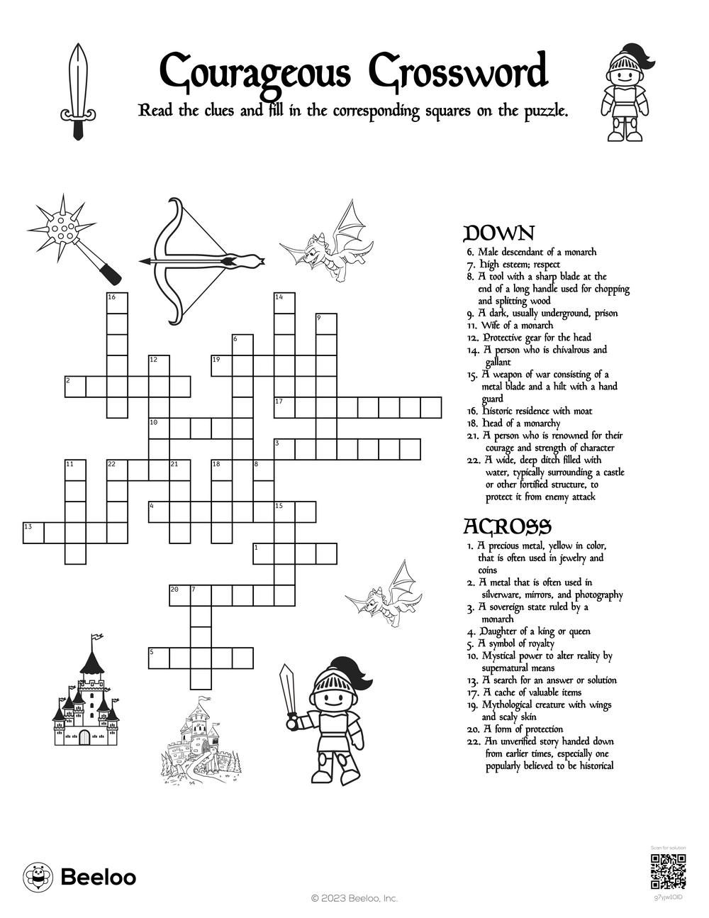 Courageous Crossword Beeloo Printable Crafts And Activities For Kids