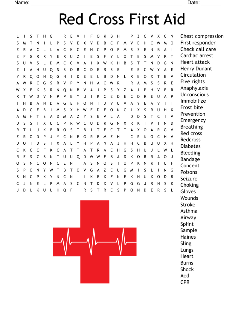 CPR First Aid AED Crossword Puzzle WordMint