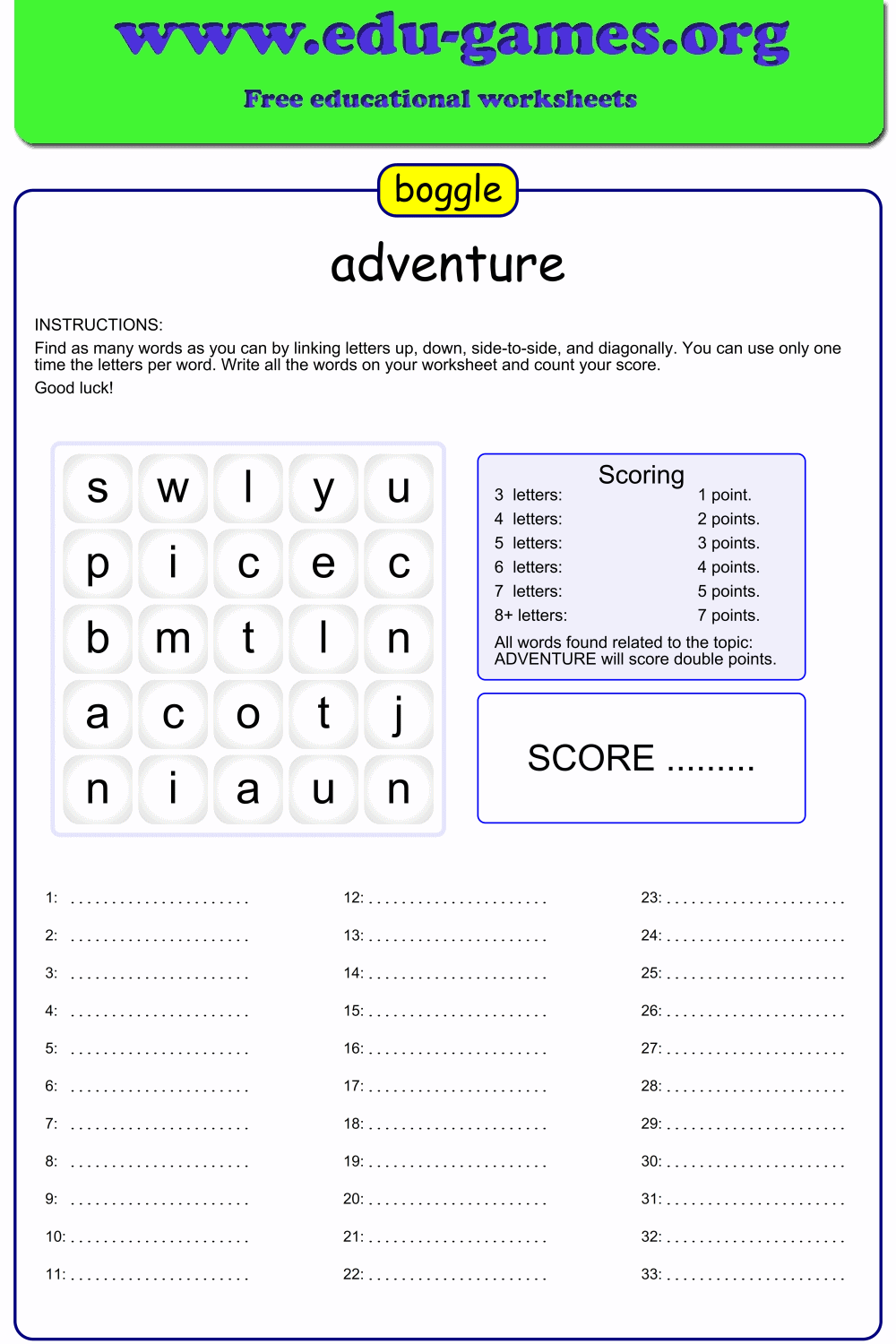 Create Free Printable Boggle Puzzles Boggle Generator Edu Games Create Free Printable Boggle Puzzles Boggle Generator Edu Games