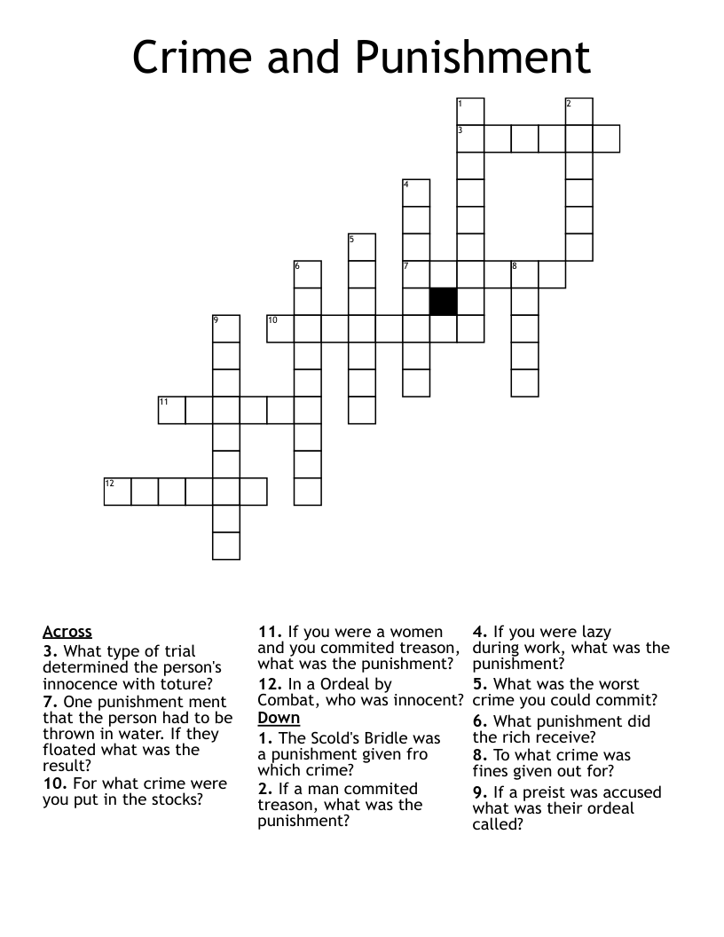 Crime And Punishment Crossword WordMint Crime And Punishment Crossword WordMint