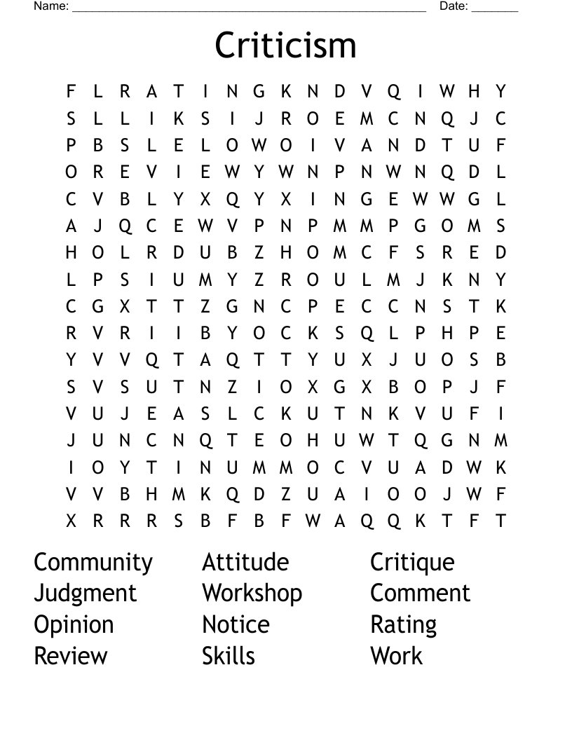 Criticism Word Search WordMint Criticism Word Search WordMint