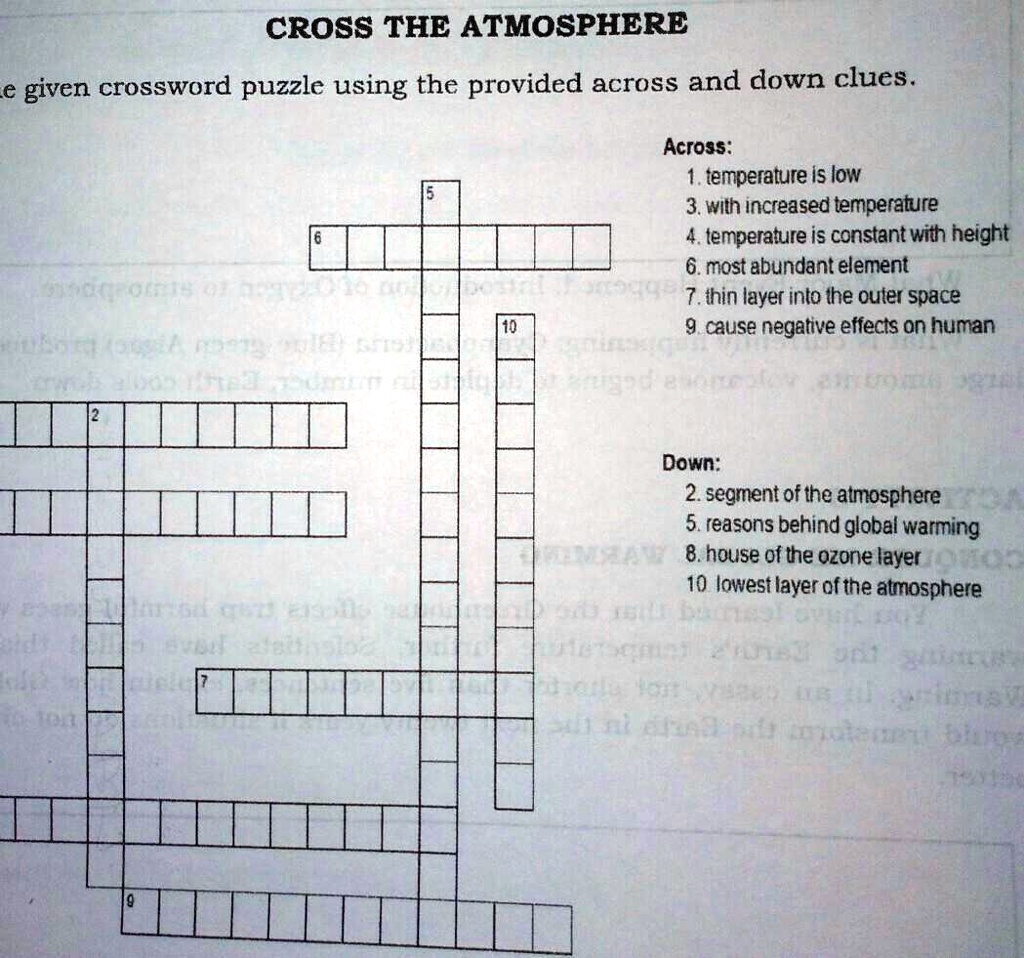 CROSS THE ATMOSPHERE Le Given Crossword Puzzle Using The Provided Across And Down Clues Across 1 CROSS THE ATMOSPHERE Le Given Crossword Puzzle Using The Provided Across And Down Clues Across 1