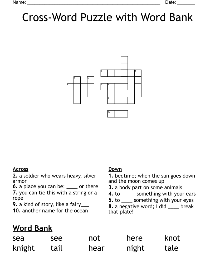 Cross Word Puzzle With Word Bank Crossword WordMint Cross Word Puzzle With Word Bank Crossword WordMint