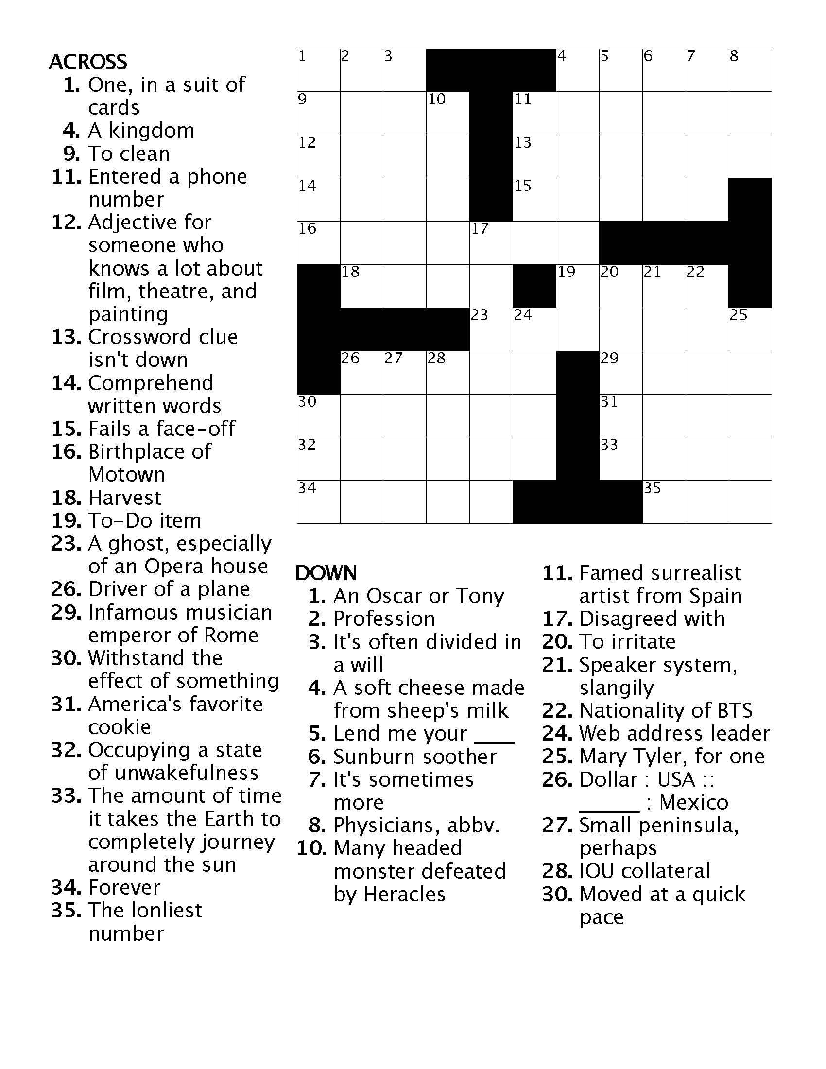 Crossword 9 Ann Arbor District Library Crossword 9 Ann Arbor District Library
