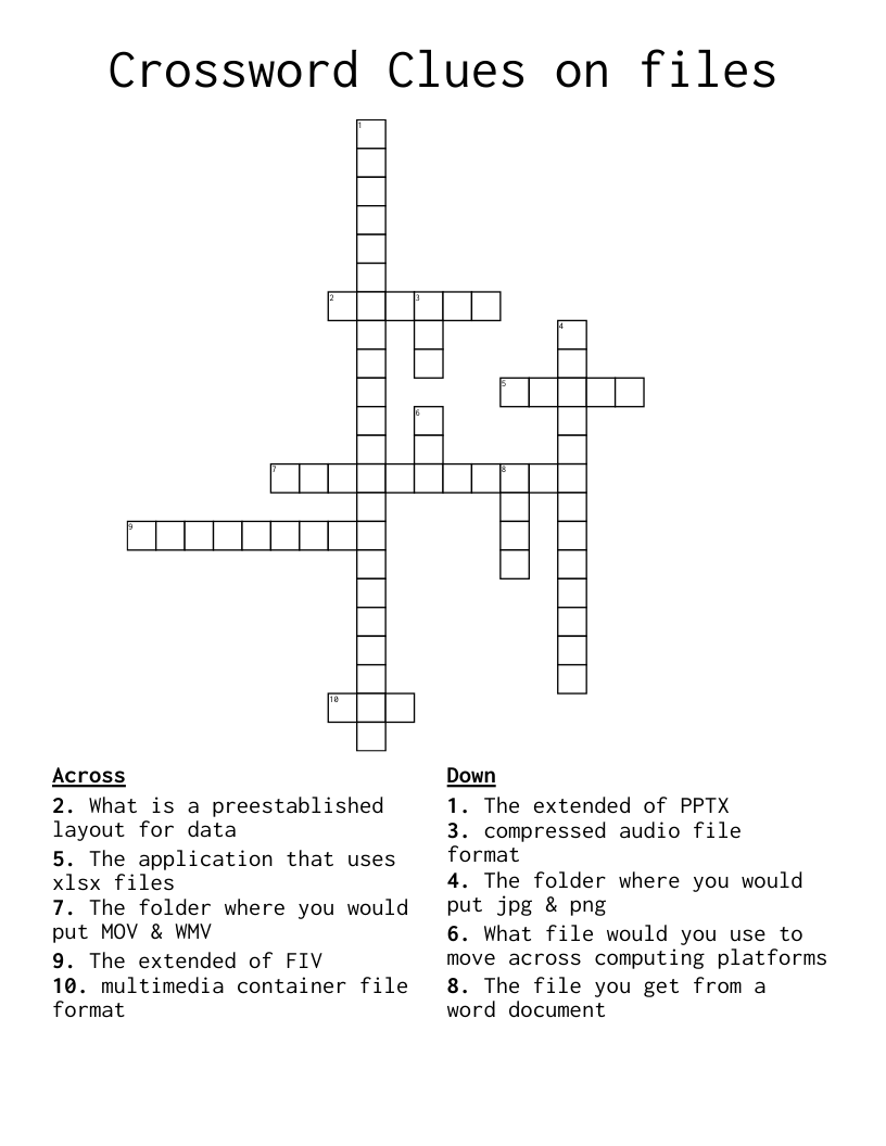 Crossword Clues On Files WordMint Crossword Clues On Files WordMint