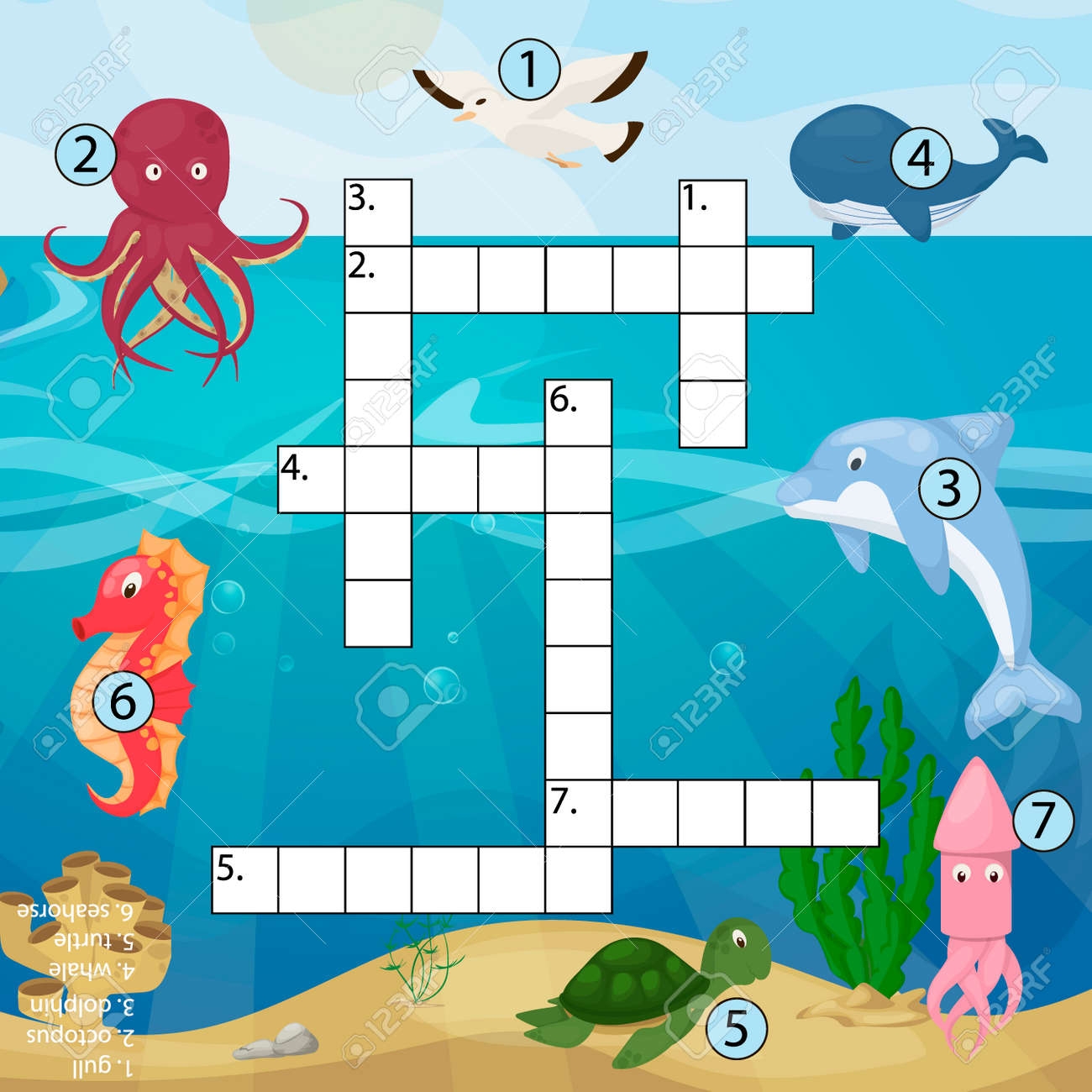 Crossword Kids Magazine Book Puzzle Game Of Sea Underwater Ocean Fish And Animals Logical Worksheet Colorful Printable Vector Illustration Royalty Free SVG Cliparts Vectors And Stock Illustration Image 101083263 Crossword Kids Magazine Book Puzzle Game Of Sea Underwater Ocean Fish And Animals Logical Worksheet Colorful Printable Vector Illustration Royalty Free SVG Cliparts Vectors And Stock Illustration Image 101083263