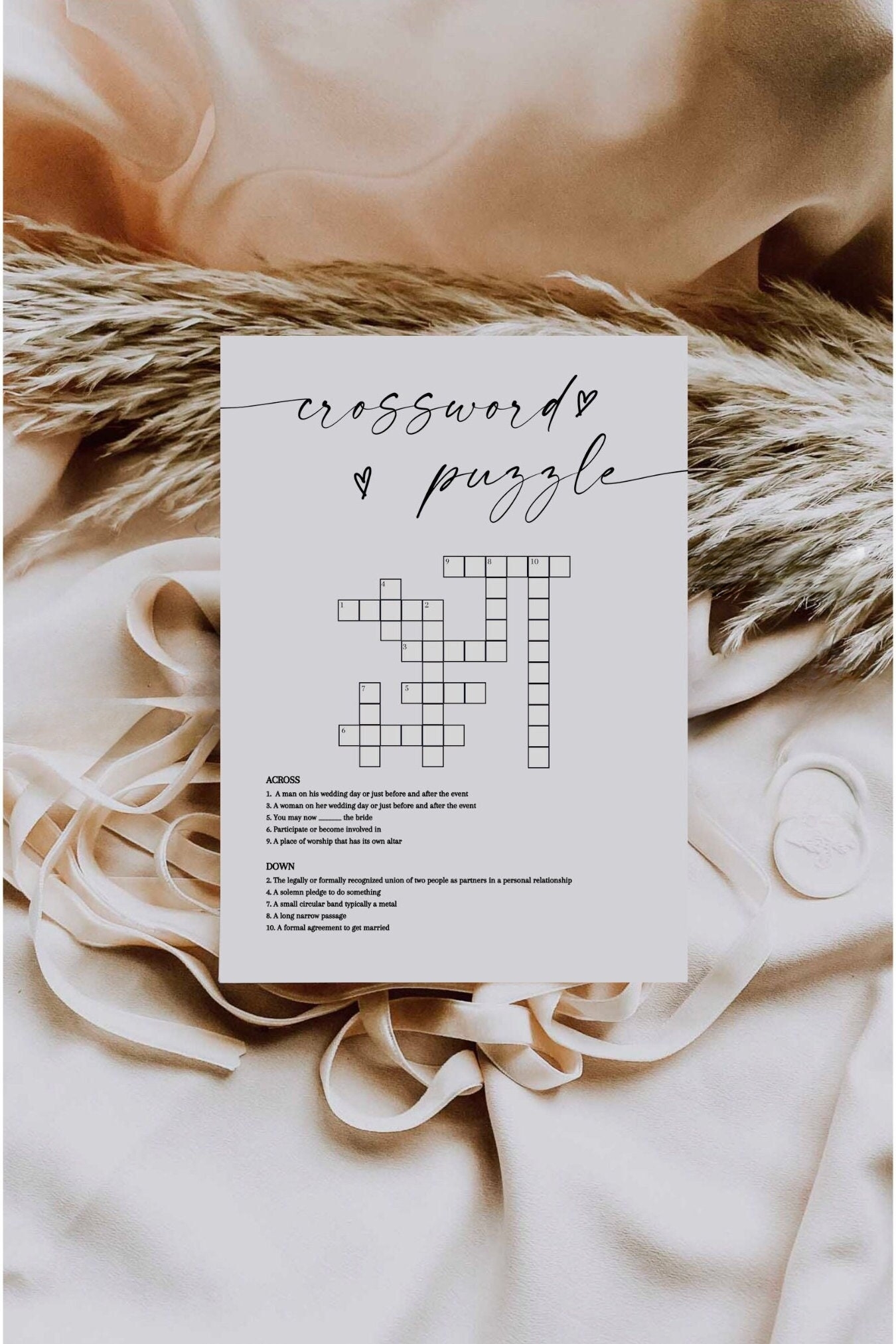Crossword Puzzle Bridal Shower Game Bridal Trivia Bridal Shower Printable Bridal Shower Bundle Bridal Shower Bingo Wedding Game Etsy