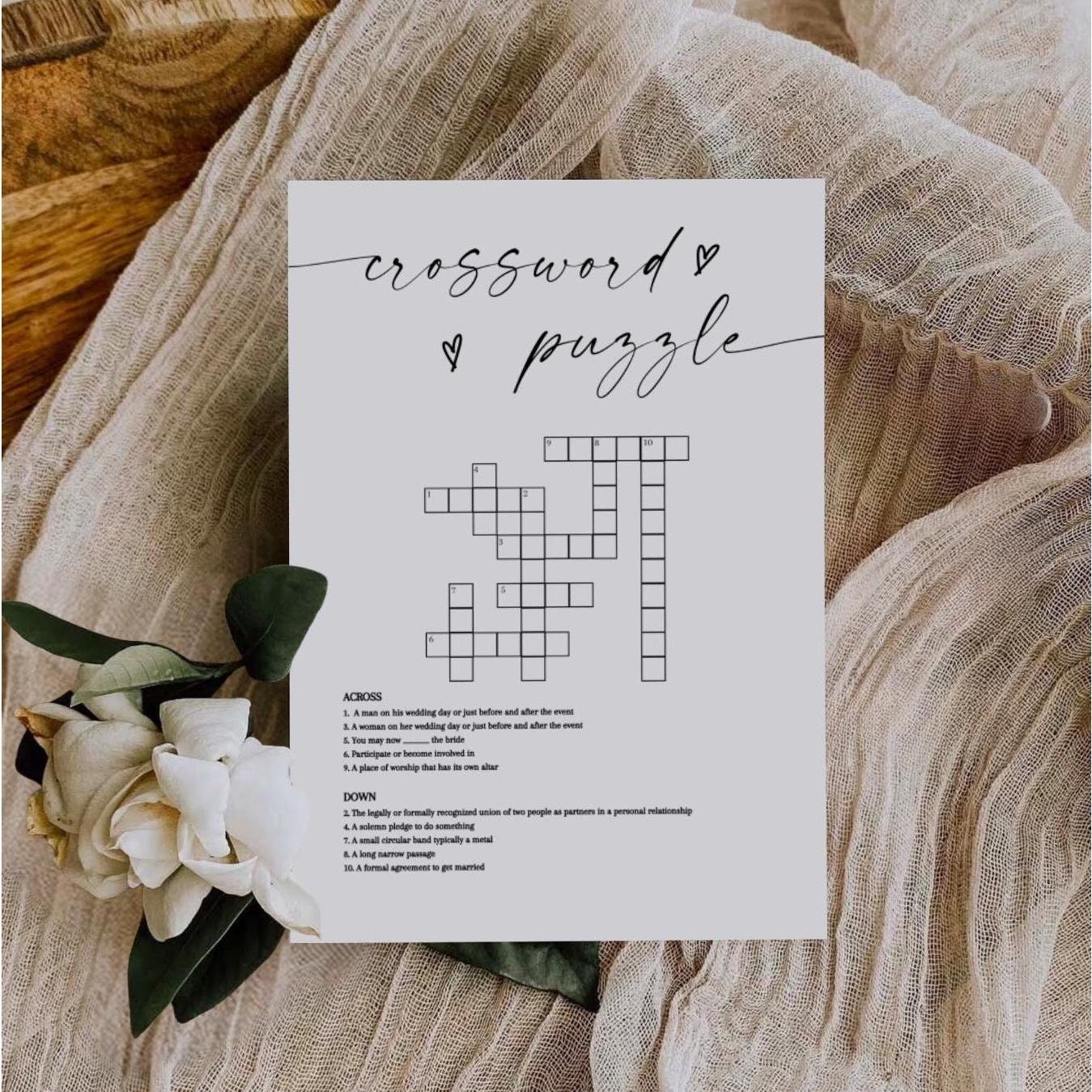 Crossword Puzzle Bridal Shower Game Bridal Trivia Bridal Shower Printable Bridal Shower Bundle Bridal Shower Bingo Wedding Game Etsy
