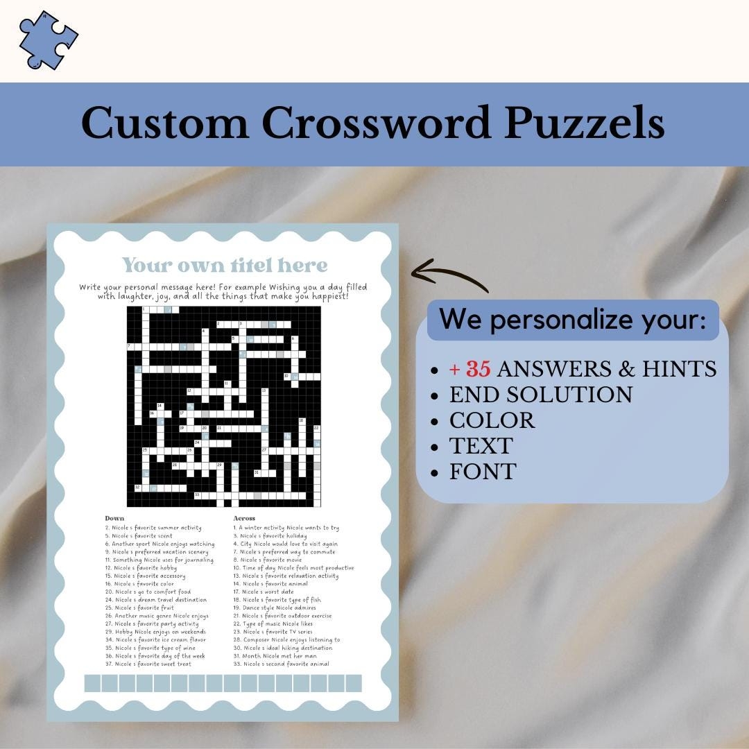 Crossword Puzzle Custom Gift 100 Personalized Crosswords NYT Crossword Hidden Message Puzzle Present 35 Custom Hints Answers Etsy Crossword Puzzle Custom Gift 100 Personalized Crosswords NYT Crossword Hidden Message Puzzle Present 35 Custom Hints Answers Etsy
