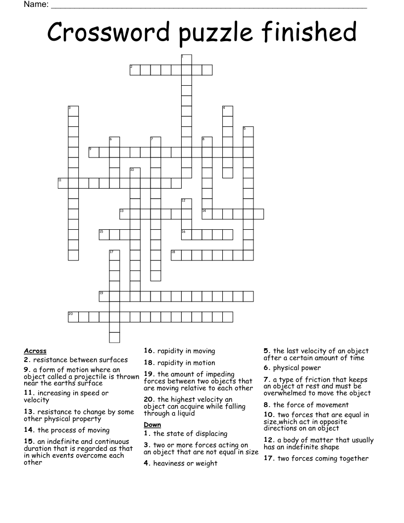 Crossword Puzzle Finished WordMint